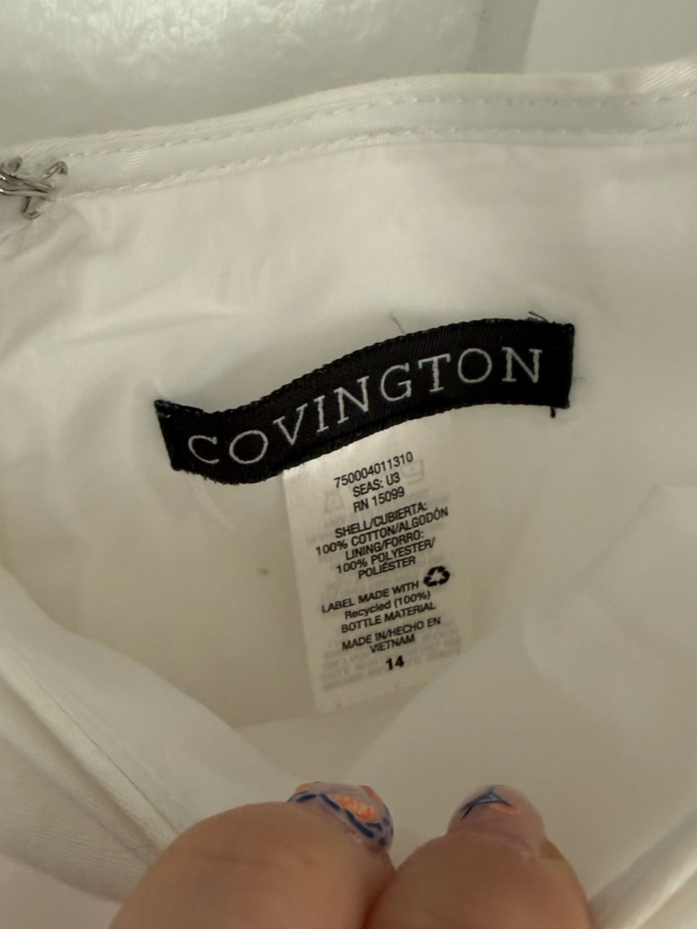 Covington Cream A-Line Skirt with Pink Floral Border - Picture 5 of 5